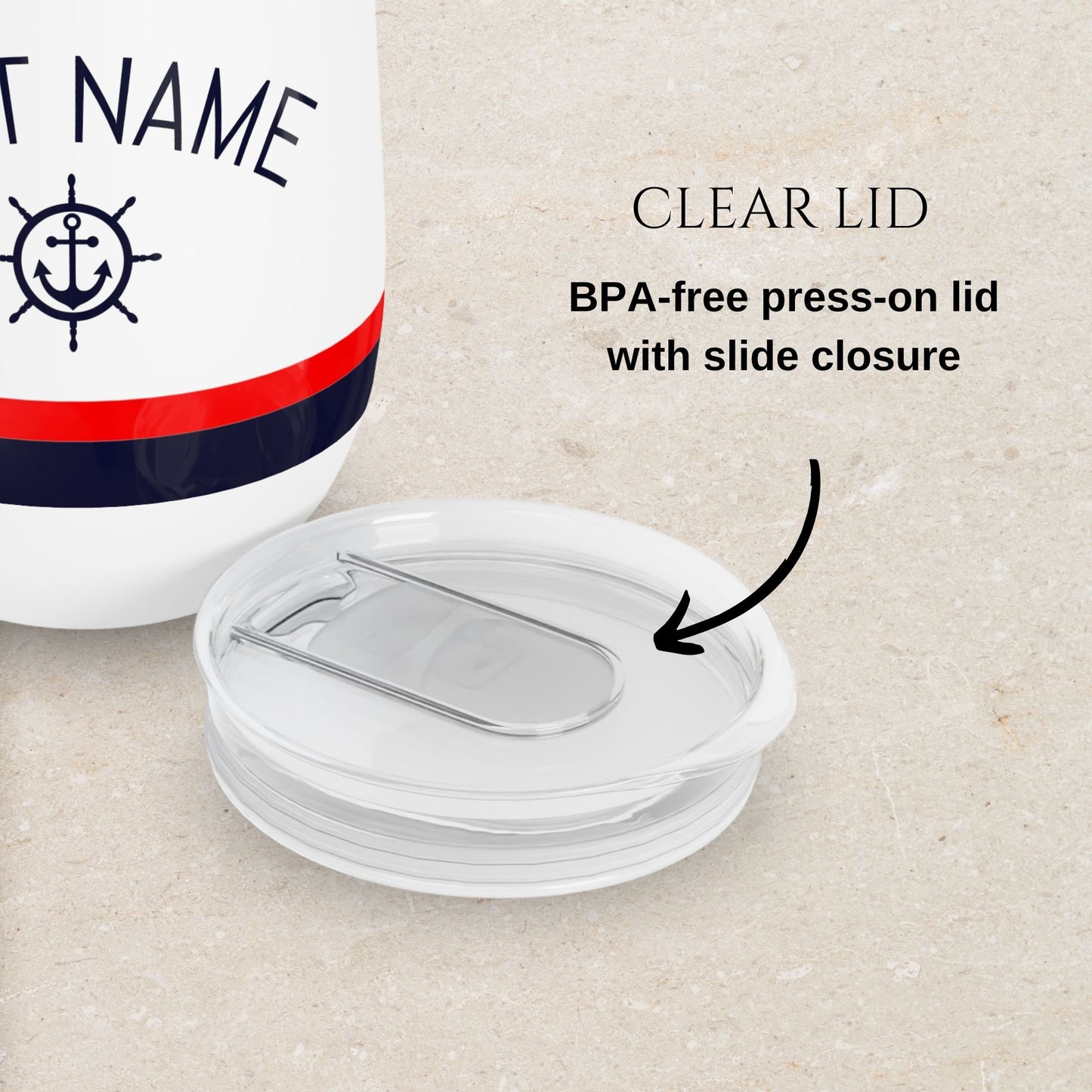 Personalized Ship Wheel Wine Tumbler - Stainless Steel 12oz