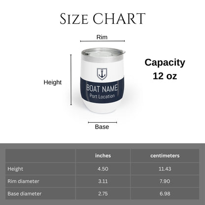 Personalized Anchor Wine Tumbler - Stainless Steel 12oz