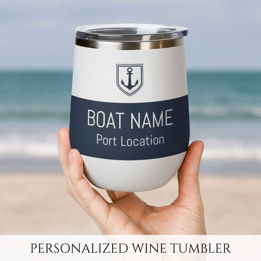 Personalized Anchor Wine Tumbler - Stainless Steel 12oz