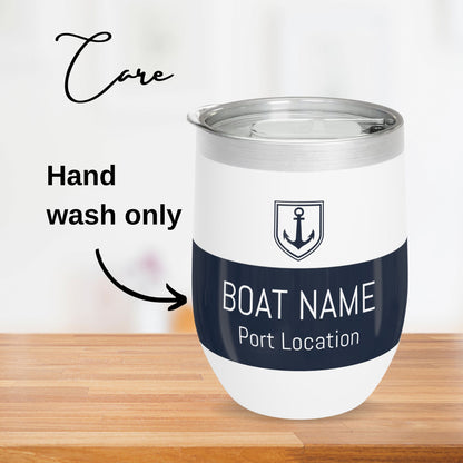 Personalized Anchor Wine Tumbler - Stainless Steel 12oz