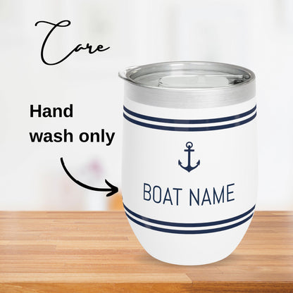 Personalized Nautical Wine Tumbler - Stainless Steel 12oz
