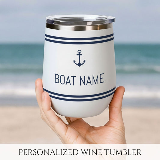 Personalized Nautical Wine Tumbler - Stainless Steel 12oz