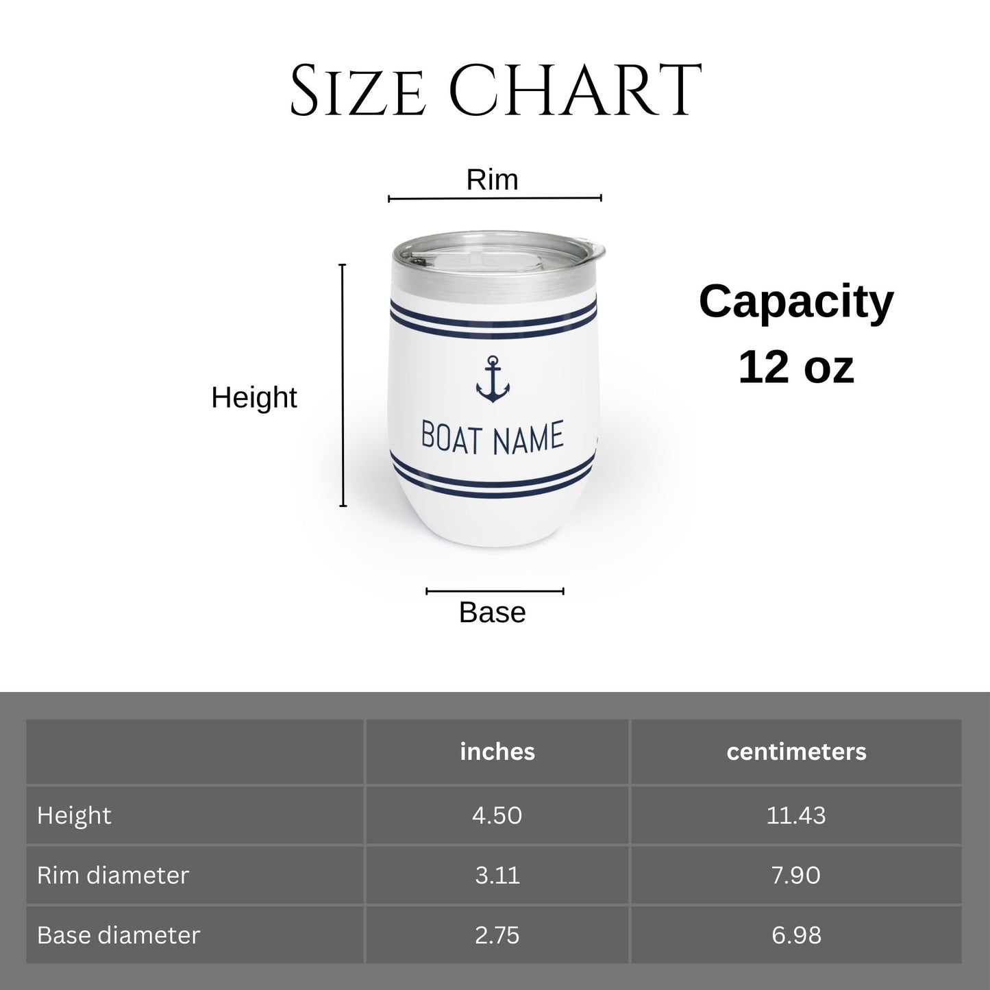 Personalized Nautical Wine Tumbler - Stainless Steel 12oz