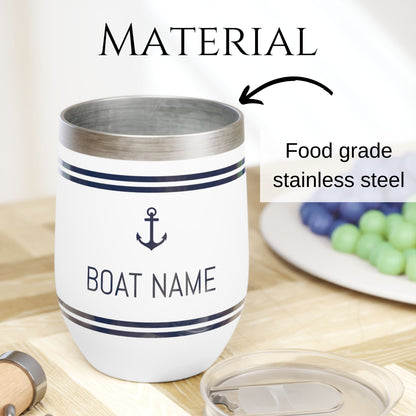 Personalized Nautical Wine Tumbler - Stainless Steel 12oz