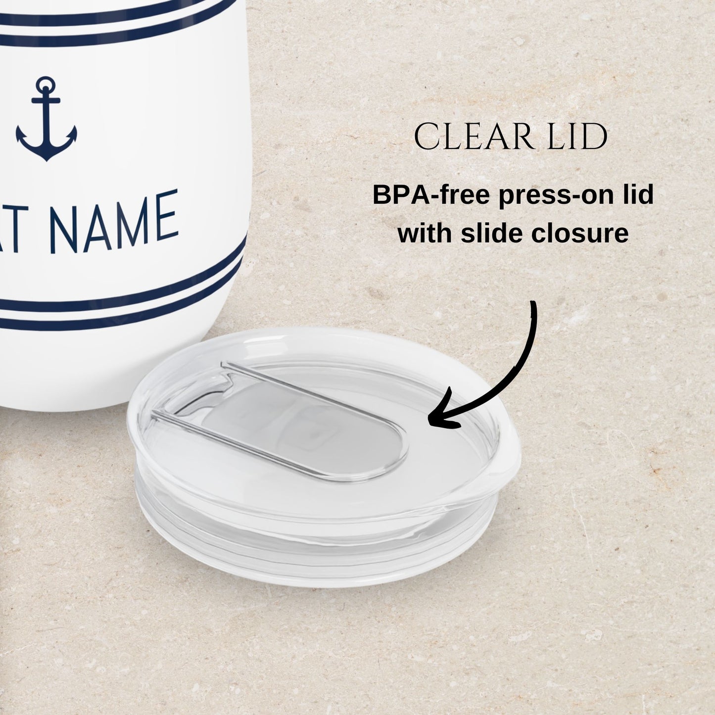 Personalized Nautical Wine Tumbler - Stainless Steel 12oz