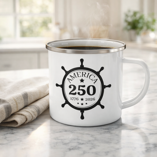 America 250th Anniversary Nautical Enamel Mug