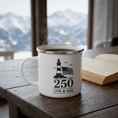 America 250 Lighthouse Enamel Mug
