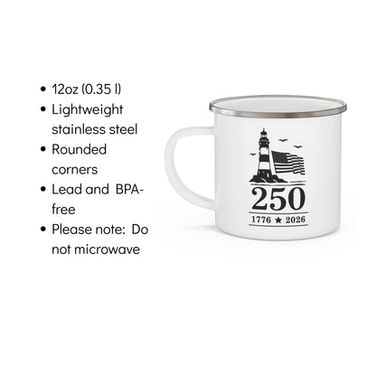 America 250 Lighthouse Enamel Mug
