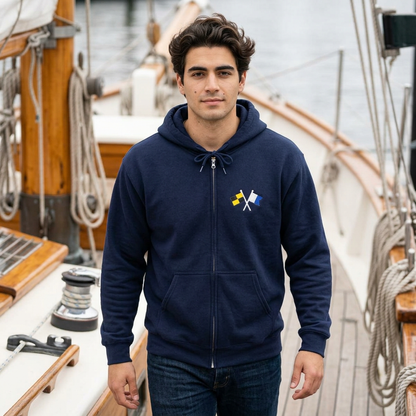 Crossed Nautical Signal Flags Zip Hoodie