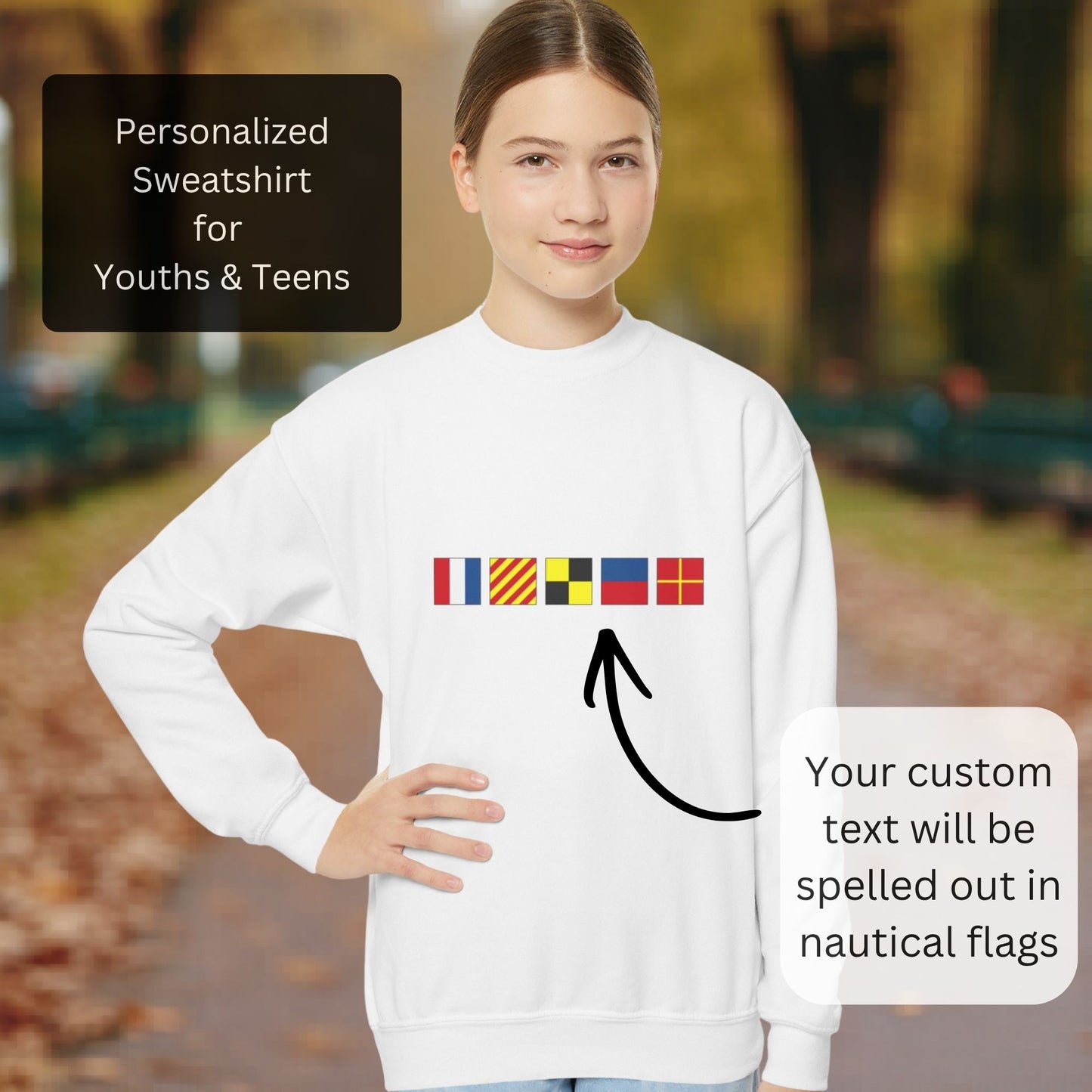 Personalized Nautical Flags Youth / Teen  Sweatshirt