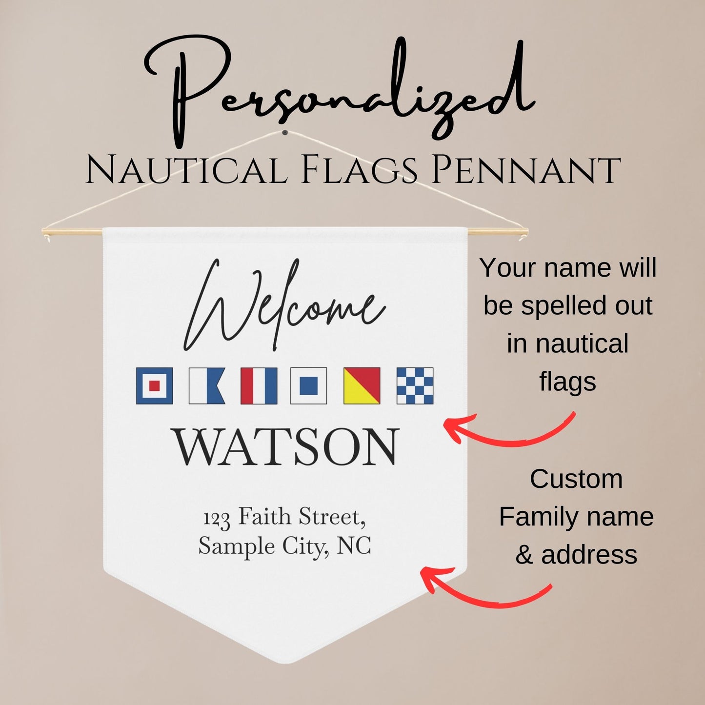 Family Name Pennant with Nautical Flags
