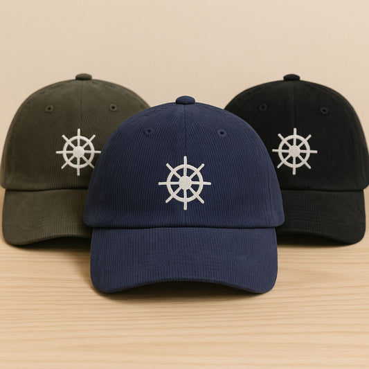 Embroidered Ship Wheel Corduroy Hat