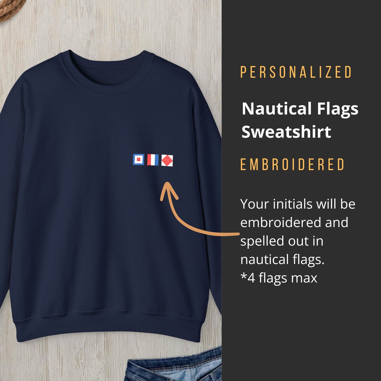 Personalized Embroidered Nautical Flag Sweatshirt