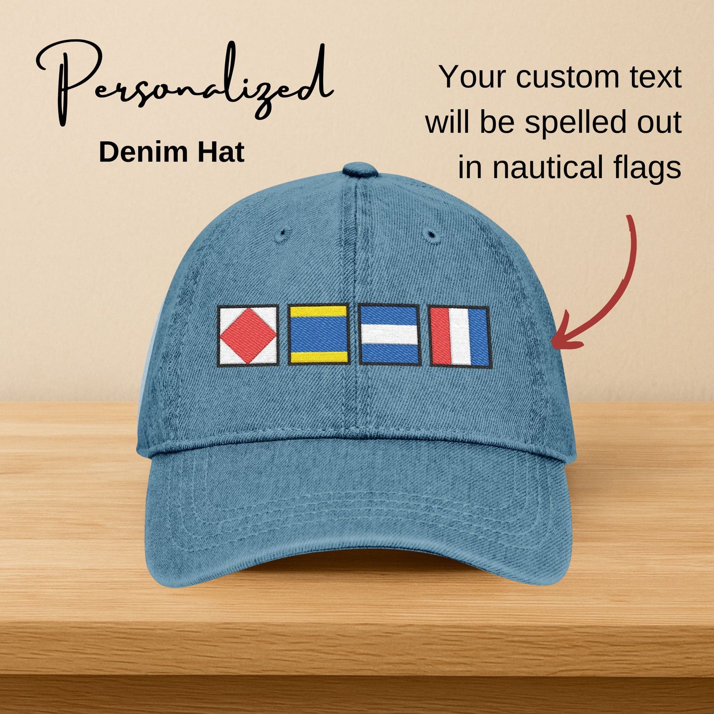 Personalized Nautical Flags Denim Hat