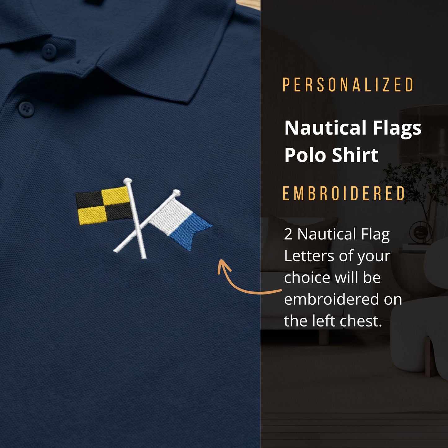 Personalized Nautical Signal Flag Polo Shirt