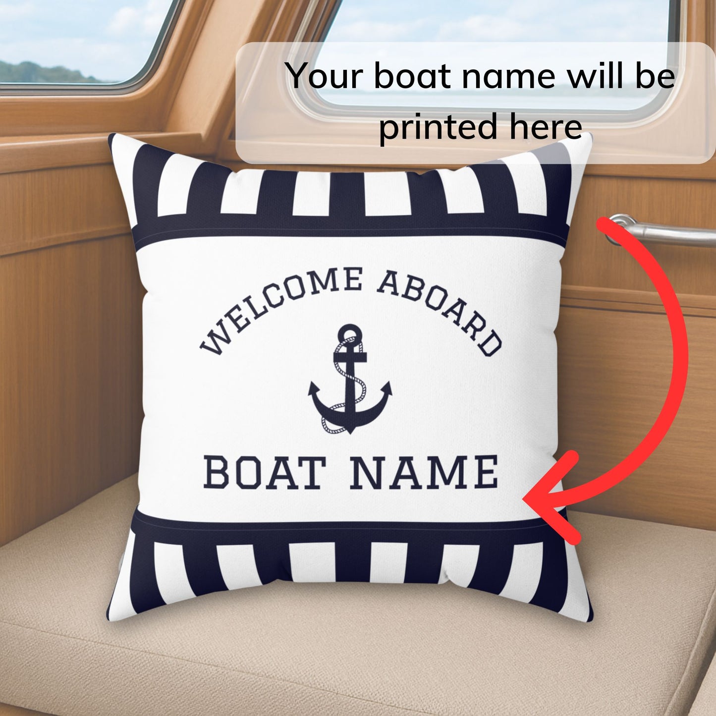 Anchor Boat Name Pillow