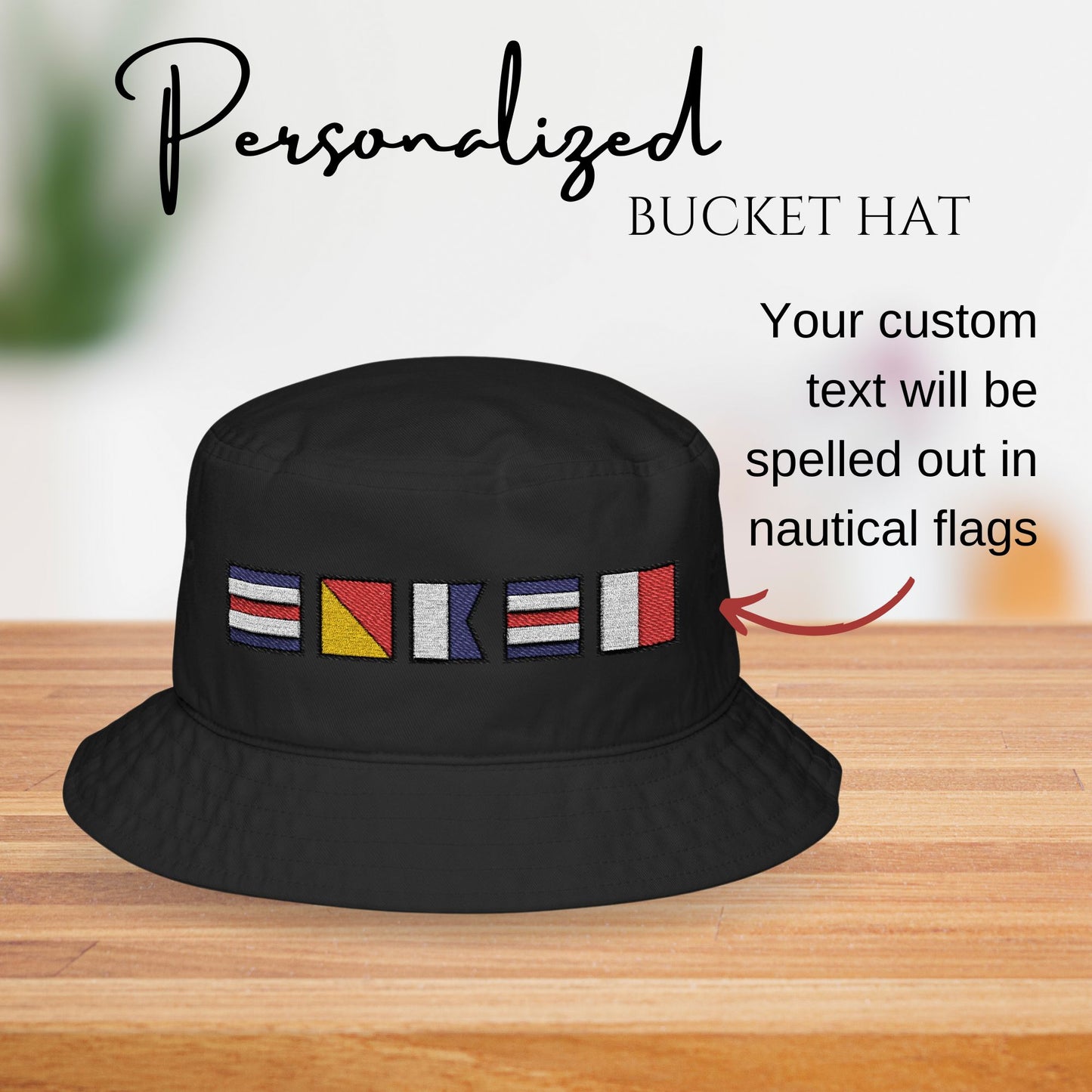 Personalized Embroidered Nautical Flag Bucket Hat