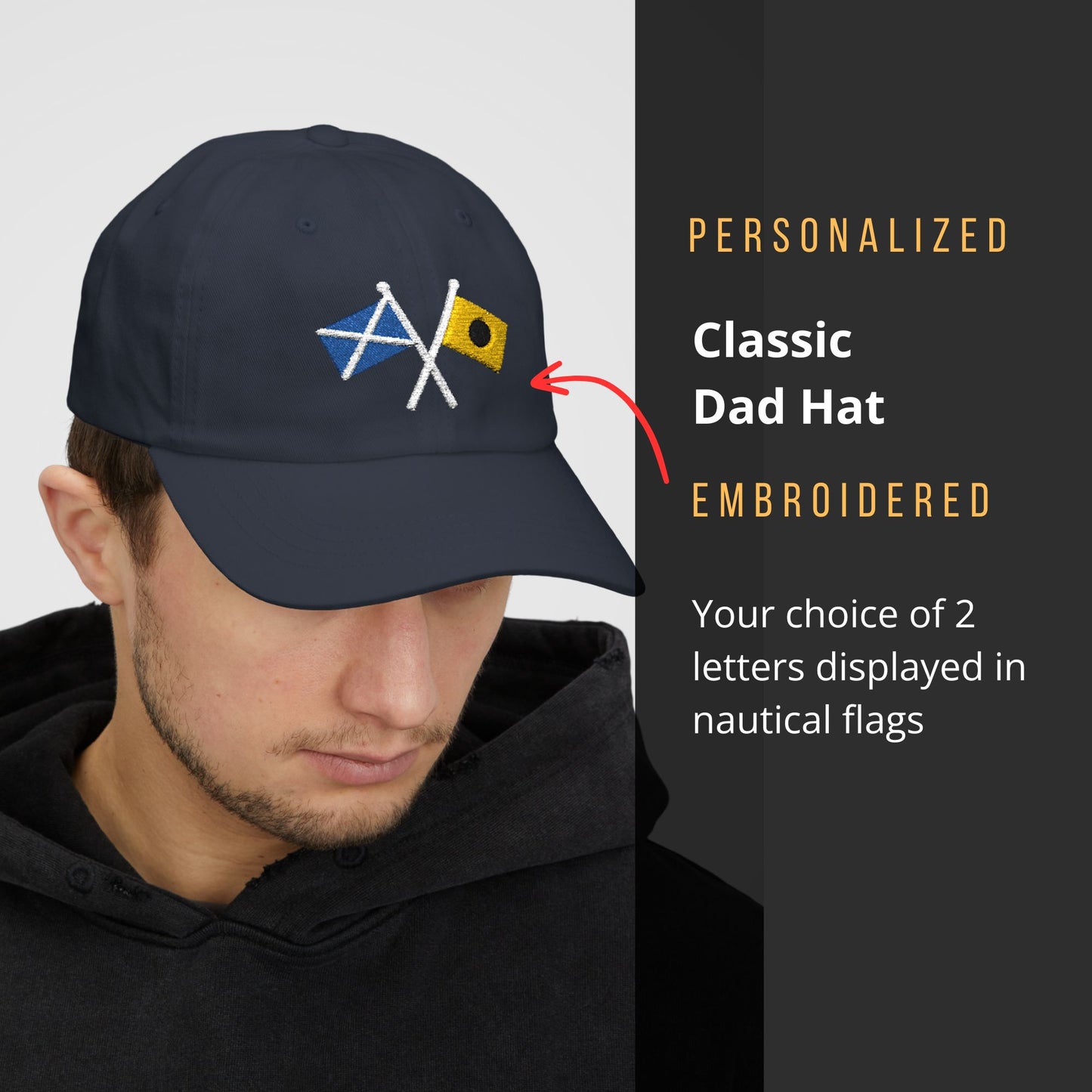 Personalized Crossed Nautical Flag Dad Hat
