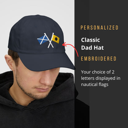 Personalized Crossed Nautical Flag Dad Hat