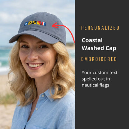 Personalized Nautical Flags Coastal Washed Cap