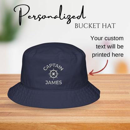 Personalized Embroidered Ship Wheel Bucket Hat