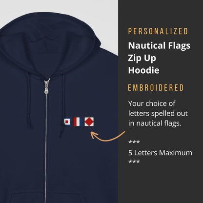 Personalized Nautical Signal Flag Zip Up Hoodie