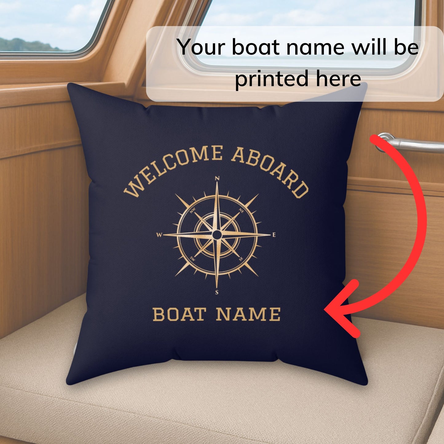 Navy Gold Compass Pillow