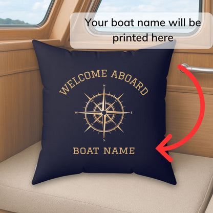 Navy Gold Compass Pillow