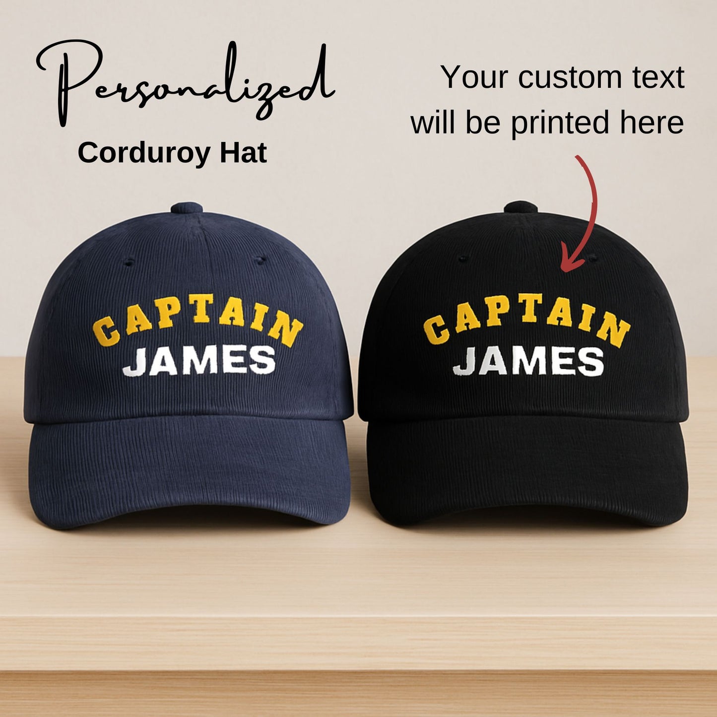 Personalized Captain or First Mate Corduroy Hat