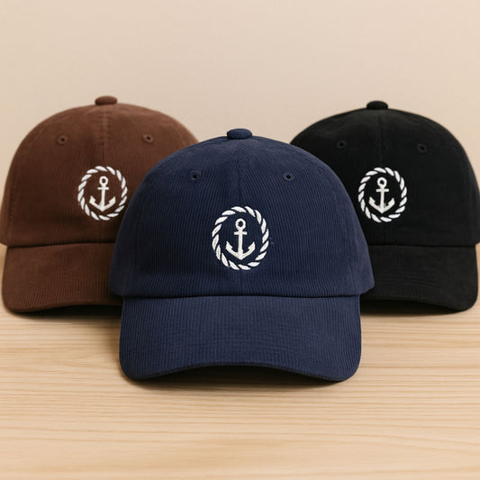 Embroidered Anchor with Rope Corduroy Hat