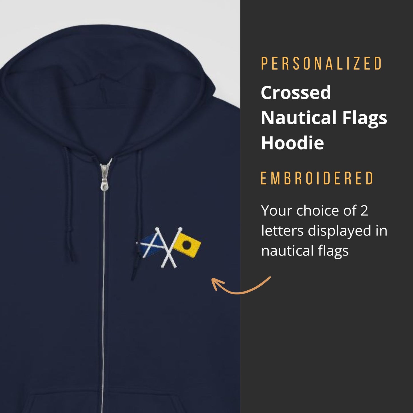 Crossed Nautical Signal Flags Zip Hoodie
