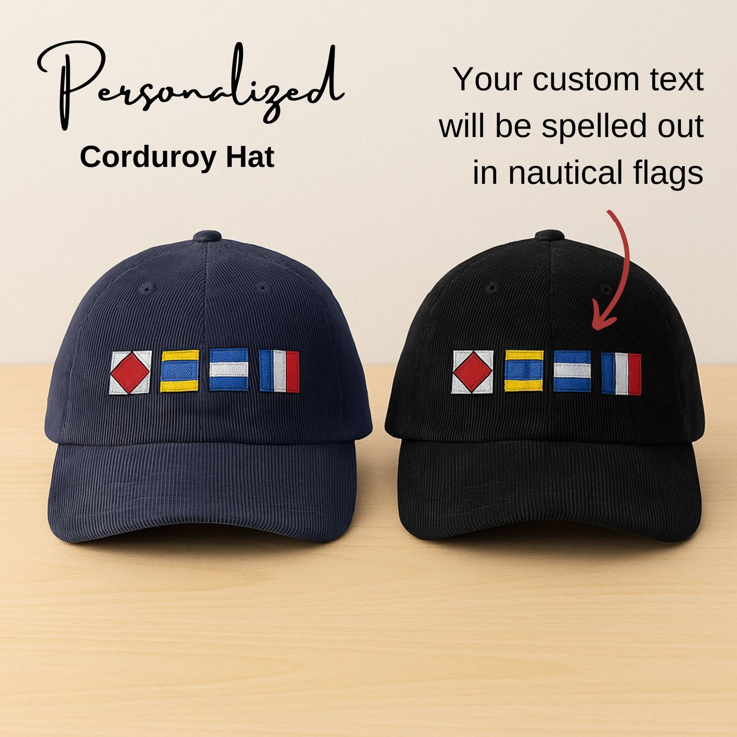 Personalized Nautical Flags Corduroy Hat