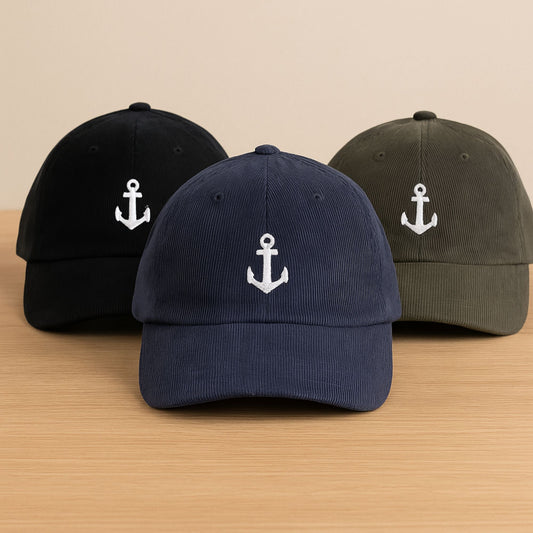 Embroidered Anchor Corduroy Hat