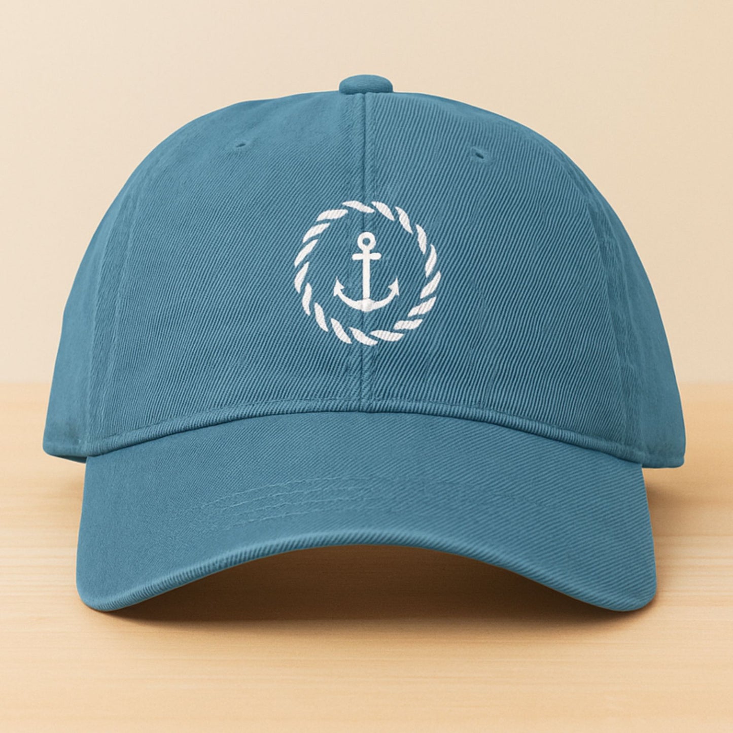 Anchor with Rope Embroidered Nautical Denim Hat