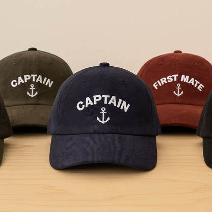 Personalized Captain Embroidered Corduroy Hat
