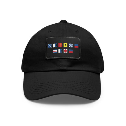 Nautical Flags Dad Hat with Leather Patch (Rectangle)