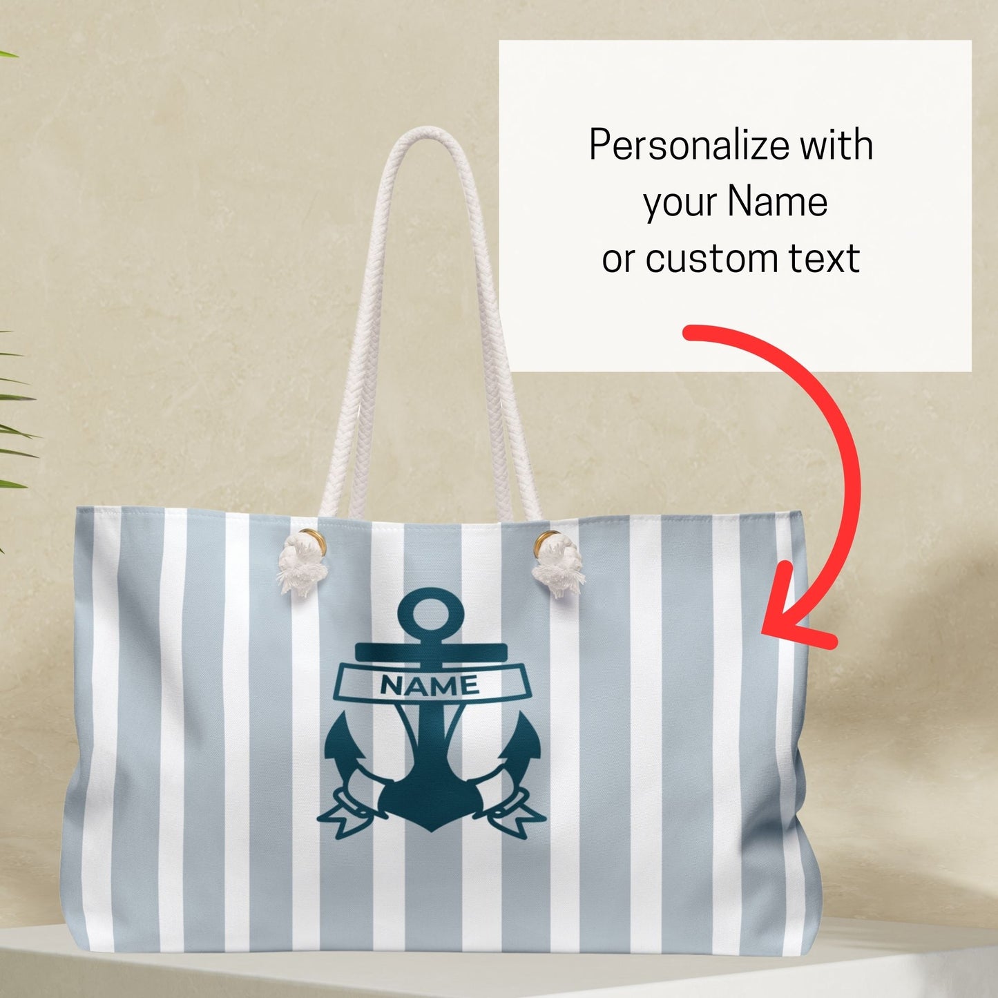 Sky Blue Nautical Weekender Bag with Anchor