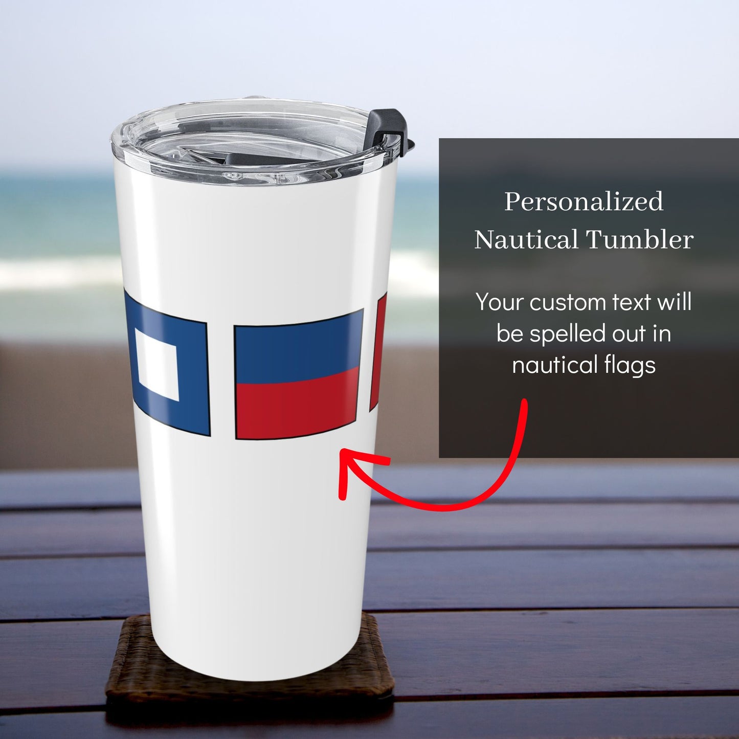 Personalized Nautical Flags Tumbler, 20oz Stainless Steel