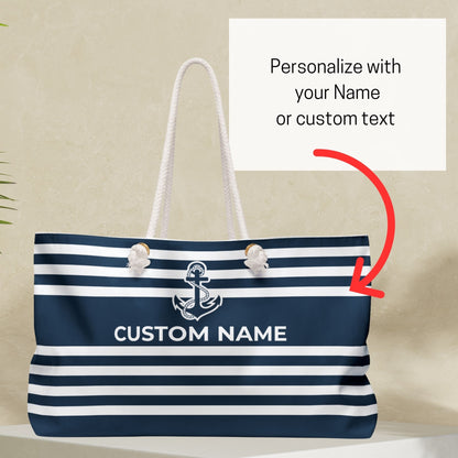 Nautical Stripes Weekender Bag with Anchor