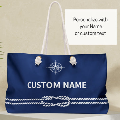 Custom Nautical Boat Tote Bag with Rope and Compass