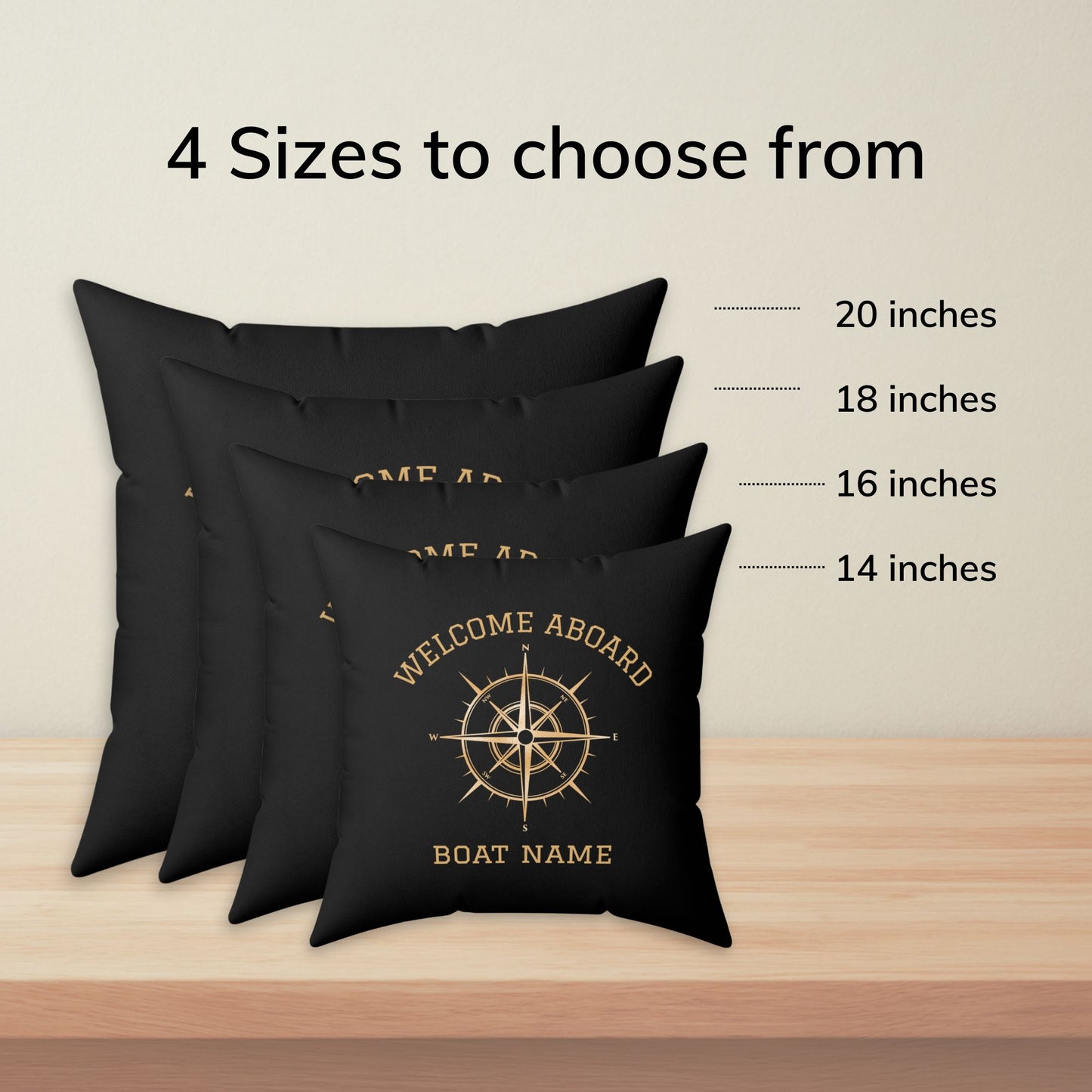 Gold Compass Boat Pillow
