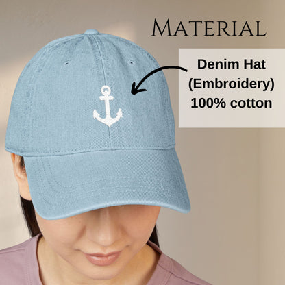 Embroidered Anchor Denim Hat