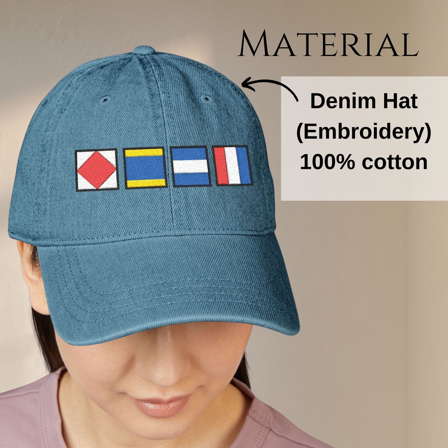 Personalized Nautical Flags Denim Hat