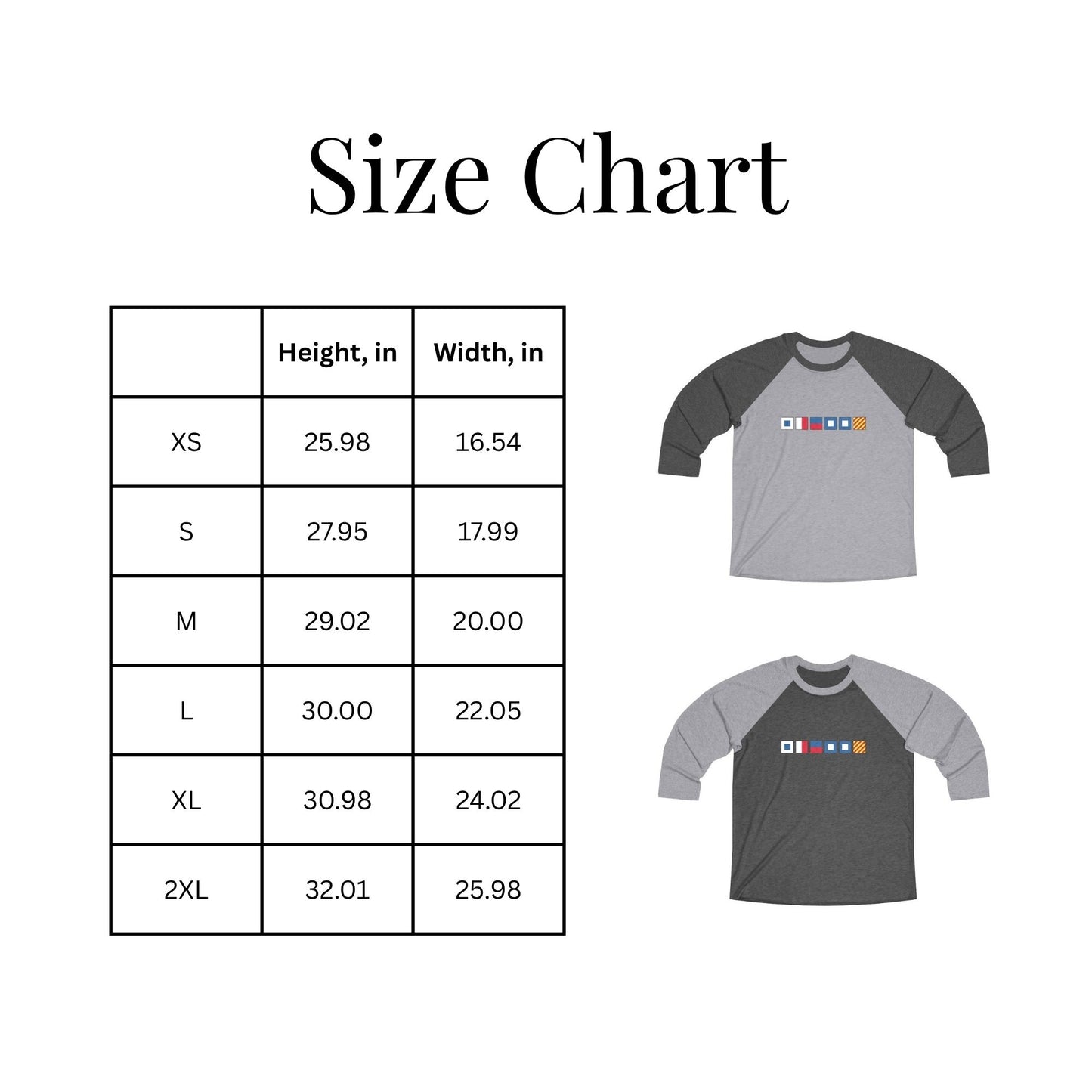 Personalized Nautical Flags Raglan Shirt 3/4 Sleeve Tee