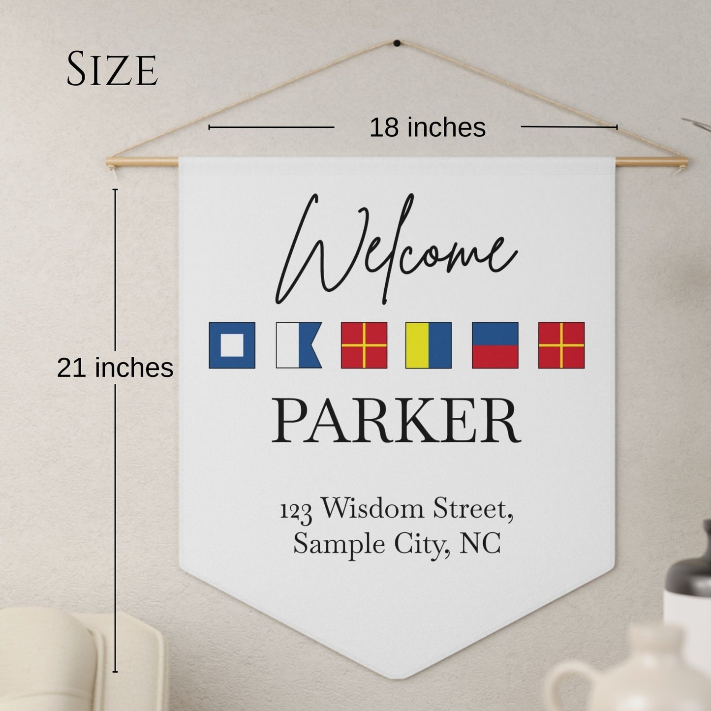 Family Name Pennant with Nautical Flags