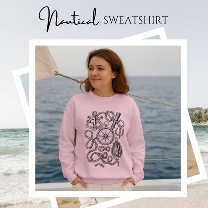 Nautical Sweatshirt with Compass and Rope