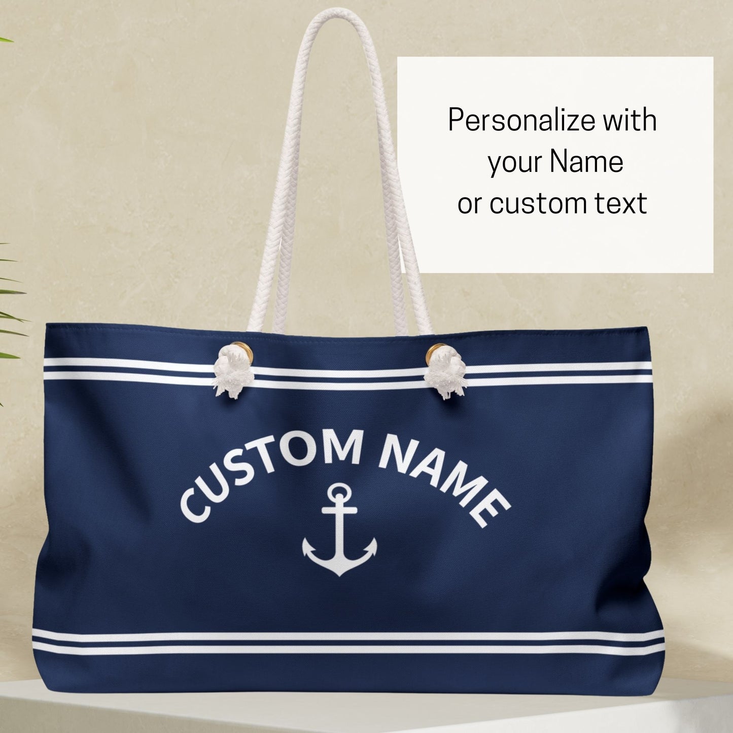 Custom Nautical Bag with Navy Stripes and Anchor