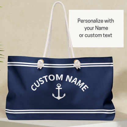 Custom Nautical Bag with Navy Stripes and Anchor