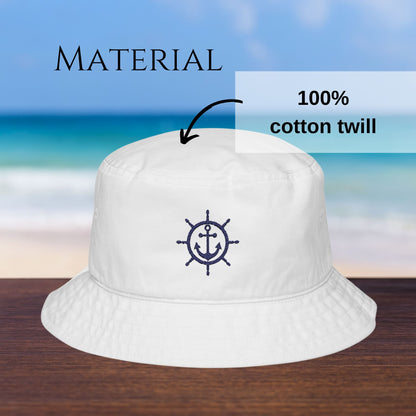 Embroidered Anchor Ship Wheel Bucket Hat