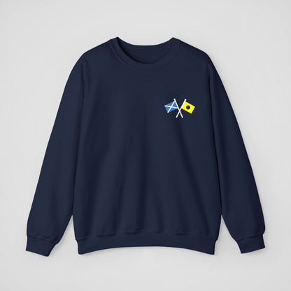 Personalized Embroidered Sweatshirt - Crossed Nautical Flags